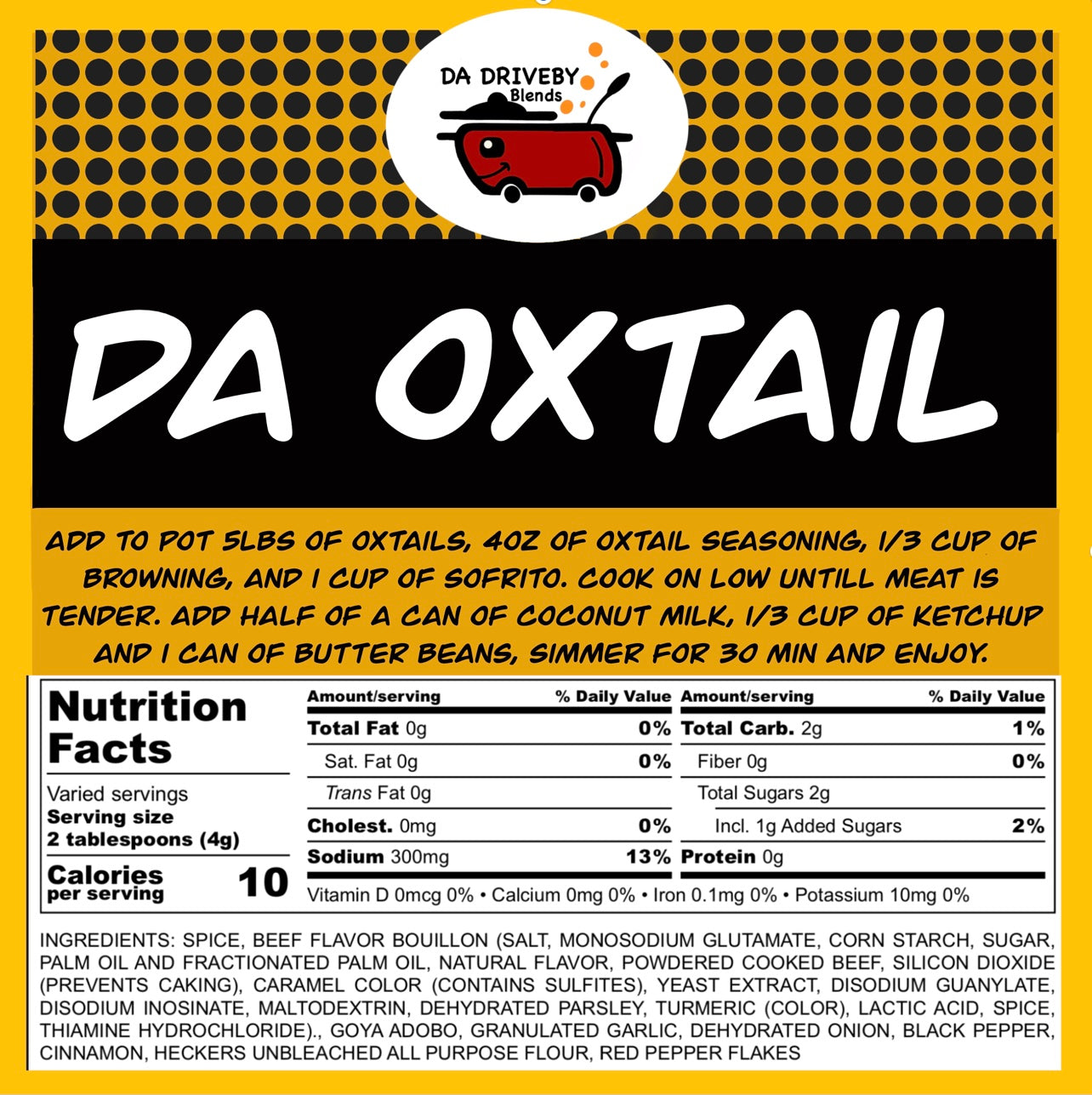 Da Oxtail Recipe.  4oz